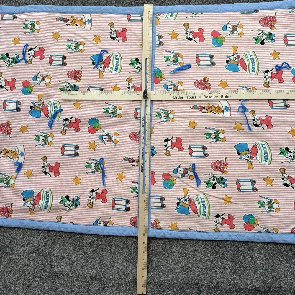 VTG Baby Blanket Quilt 46x29 Disney Mickey Mouse Donald Duck Goofy Pluto